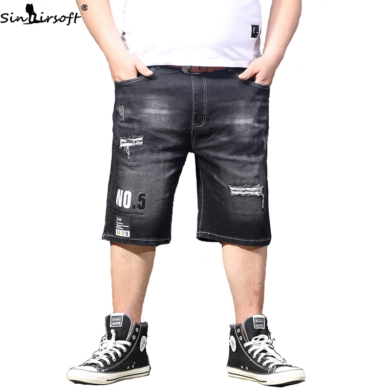 Men's Spring And Summer New Super Stretch Hole Jeans Homme Fashion Trend Loose Wild Shorts Fat Casual Pants Men | Мужская одежда