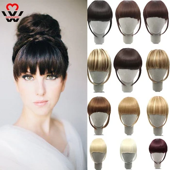 

MANWEI Hair High Temperature Fiber Extension Synthetic False Hair Neat Front False Fringe Clip In Bangs Piece for Adult Women