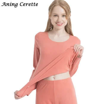 

Winter Thermal Pants Tops Sets Women Long Johns Set Suit Seamless Turtleneck Warm Sleepwear Underwear Pullovers