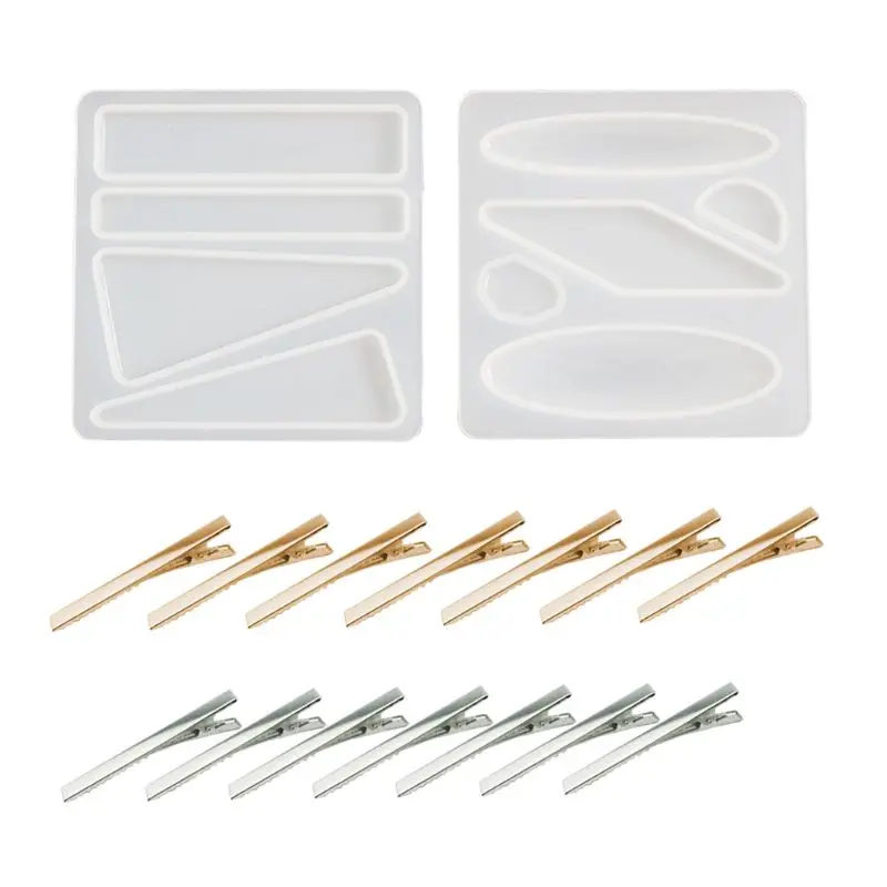 

Crystal Epoxy Resin Mold Hair Clip Barrette Casting Silicone Mould Handmade DIY U4LE
