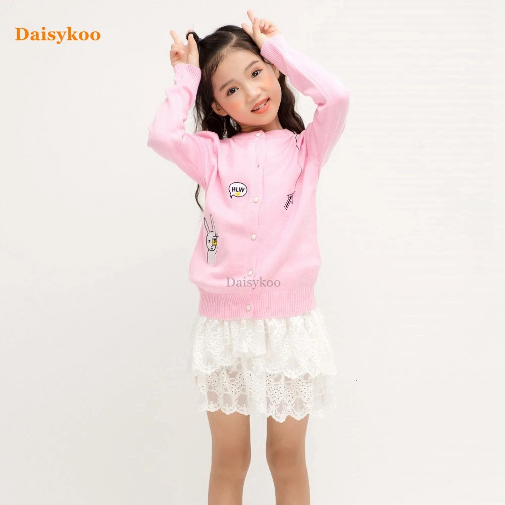 Daisykoo/свитер для девочек с героями мультфильмов; сезон осень-зима; вязаный кардиган; свитер с открытым швом для девочек; детская Рождественская одежда; Y011