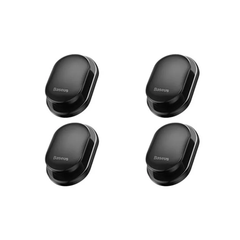 BASEUS, 4 шт., прочные крючки для автомобиля, органайзер, часть, USB кабель, ключ для хранения, самоклеющиеся крючки на стену, зажим для дома#3N11 - Цвет: Черный