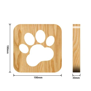 

LED Creative USB Night Light Wooden Dog Paw Wolf Head Lamp Kids Bedroom Decoration For Children Reading