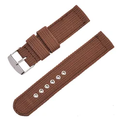Fashion Nylon Canvas Watch Strap - Universal Replacement Band in Multiple Sizes - 22mm (Brown)