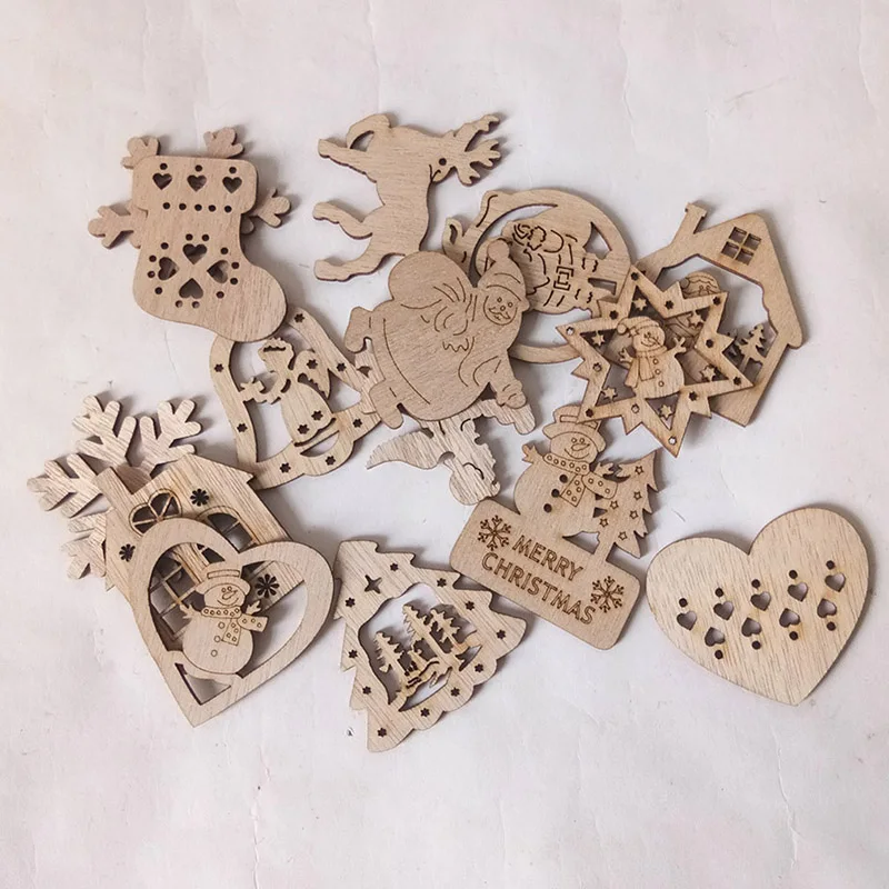 Деревянные поделки Diy деревянные игрушки 15 шт./компл. рождественские мини деревянные поделки украшения шармы в форме капли для дома подарок на Рождество украшения