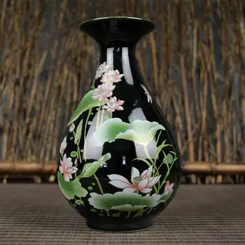 

Chinese old porcelain Black glazed porcelain Lotus vase