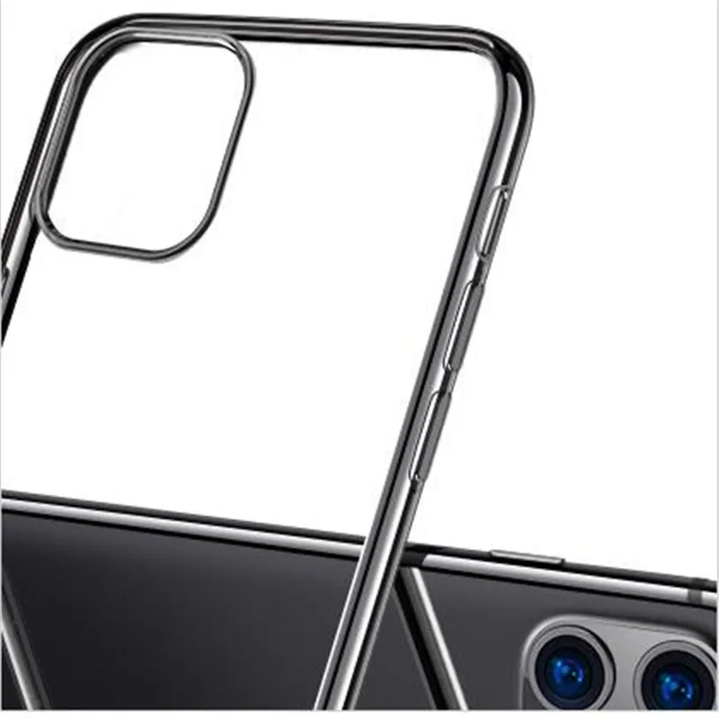 Для iPhone 11 Pro MAX X XR XS MAX чехол Супер прозрачное покрытие прозрачный мягкий TPU чехол для Apple iPhone 6 7 8 plus - Цвет: Bright black 11