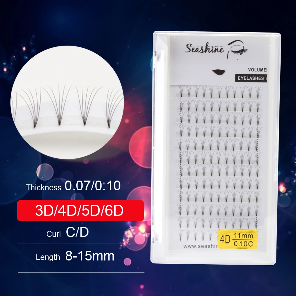 Seashine Russian Premade Volume Fans Eyelashes Extension C Curl 0.07 Thickness Short Stem Makeup Tools | Красота и здоровье