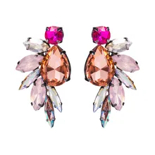  Pauli Manfi 2019 New Fashion Colorful Rhinestone Earrings Women Bohemian Geometric Dangle Earring Accessories 