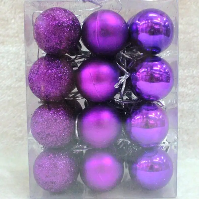 purple 24 шт./лот, шары для рождественской елки, украшения для рождественской свадьбы, украшения для вечеринки, золото/серебро/красный/розовый/фиолетовый/зеленый/синий - Цвет: purple