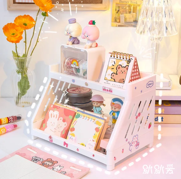 Classification of double layer on small desk lovely desktop receives place content rack J03