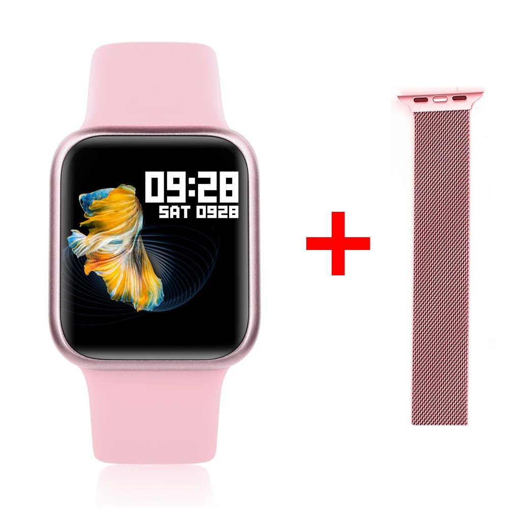 Pink -Rosegold strap Full Touch P90 Smart Watch IP68 Waterproof Fitness Tracker Remote control Heart Rate Blood Pressure Monitoring Sport Watch Men - Цвет: Pink -Rosegold strap
