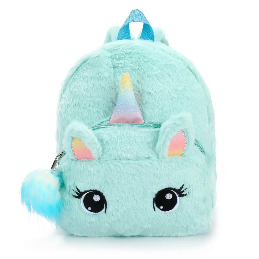 fluffy unicorn school bag