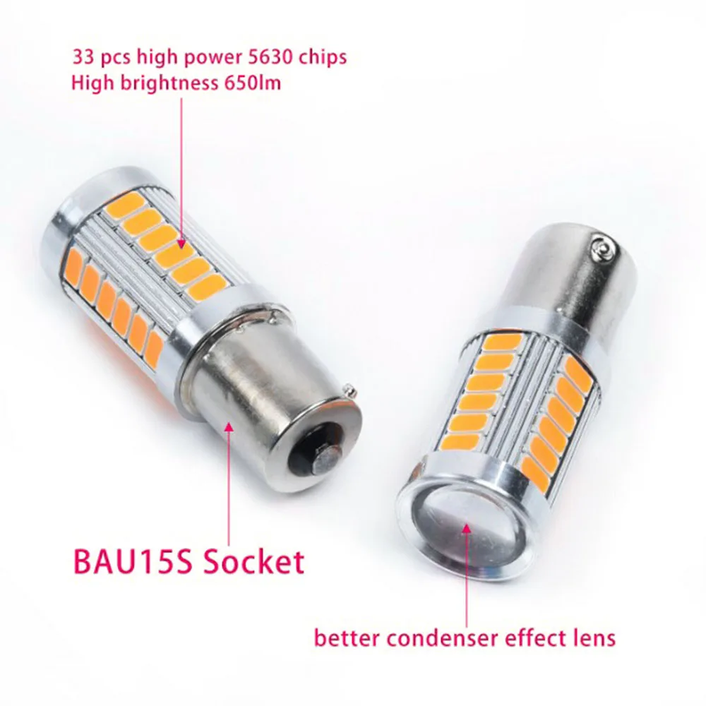 12V BAU15S PY21W 1156PY Авто Янтарный 33SMD светодиодный индикатор поворота светильник комплект