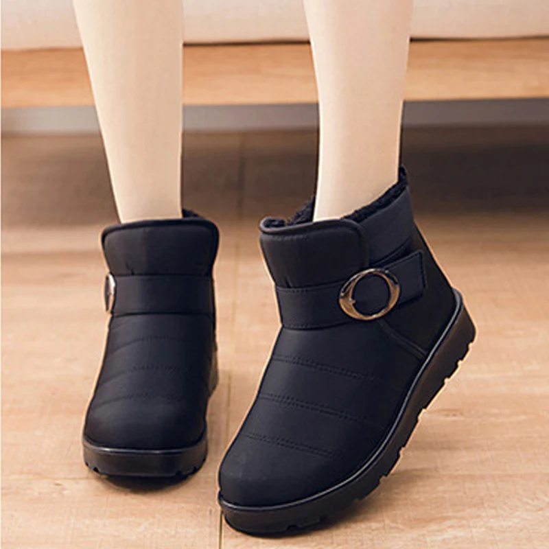 Ботильоны; коллекция года; зимняя обувь; женские зимние ботинки; Botas Mujer; Водонепроницаемая женская обувь на не сужающемся книзу массивном каблуке; повседневные теплые ботинки на плоской платформе