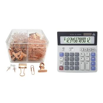 

Push Pins Binder Clips Paper Clips Map Tacks Sets with Calculator Electronic Office Calculator 12 Digits