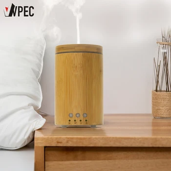 

VVPEC 150ml Ultrasonic Air Humidifier Aroma Essential Oil Diffuser with Wood Grain 7 Color Changing LED Lights for Office Home