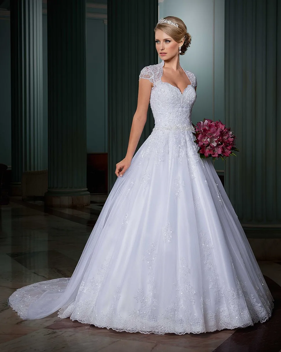 

Lace Wedding Dresses for Women Elegant Bead short Sleeve платьедля свадебной вечеринки Plus Size Vestidos De Noiva 2021