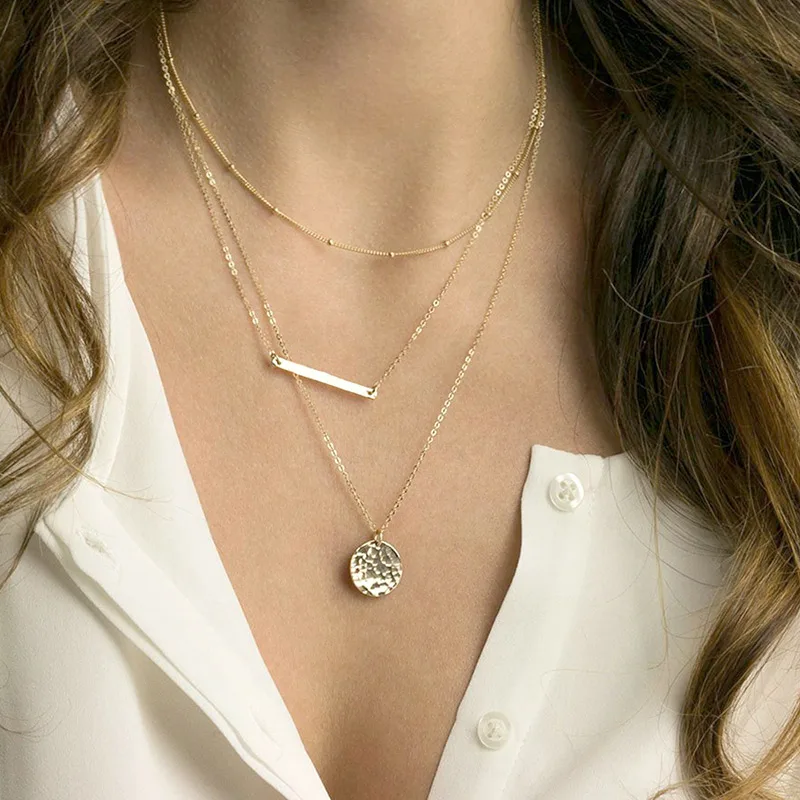 EManco, персонализированное женское ожерелье с узором, с гравировкой, с буквами и сердцем, многослойное, 316L, нержавеющая сталь, колье, ожерелье, ювелирное изделие - Окраска металла: CDNN011