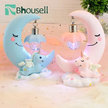 

Unicorn Night Light Bedroom Decoration Items for Home Cute Children Moon Lighting Creative Night Lamp Small Ornaments