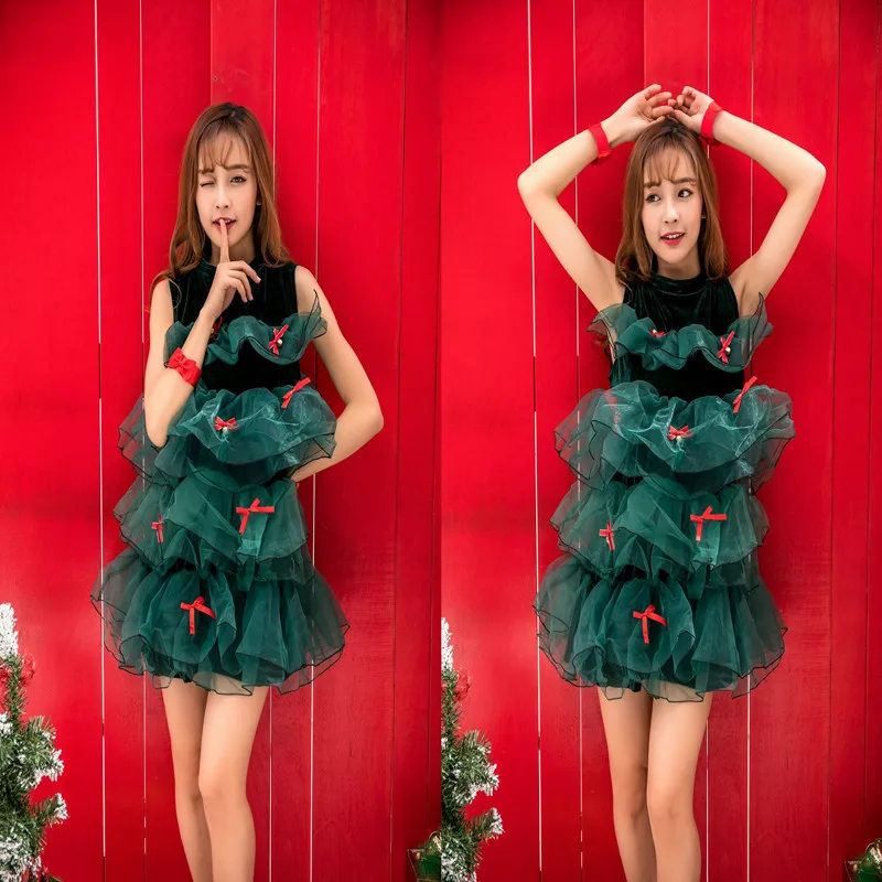 

2017 Christmas Clothing Green Elves Christmas Clothes Dressing up Clothes Adult Female Christmas Tree Europe And America Cosplay