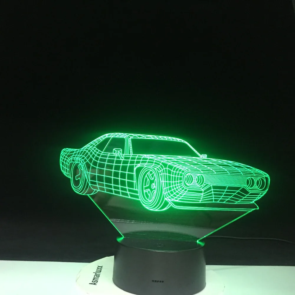 3D LED Car Shape Night Lights Colors Changing Visual Vehicle Luminaria Table Lamp Sleeping Lighting Home Decor Gifts 1461