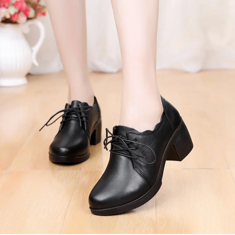 

Spring/Autumn Fashion The New heels Women Butterfly-knot Square Heel Round Toe Dress Lace-Up Non-slip Breathable High Quality