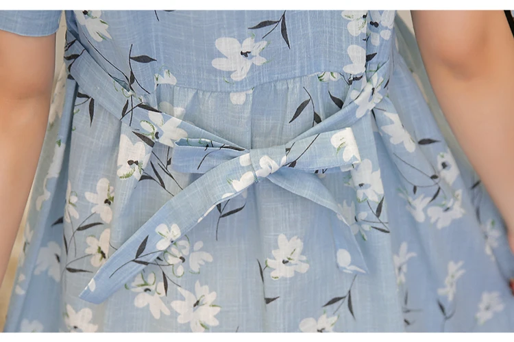Maternity Clothes Spring And Summer New Style Korean-style Fashion Mid-length Cotton Linen Printed Nursing Dress