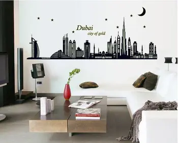 

Noctilucent Dubai City Landscape Wall Sticker Home Decor Wall Wall TV Decoration Stickers Background Bedroom Poster Home