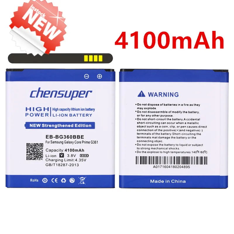 4100Mah Eb-Bg360Bbe Eb-Bg360Cbc Batteria Per Samsung Galaxy Core Prime G361 G3608 G3606 G3609/Galaxy J2 Win 2 Duos Tv G360Bt