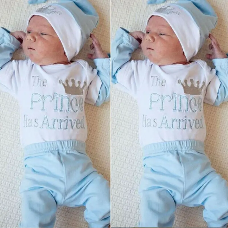 Emmababy одежда принцессы для новорожденных мальчиков и девочек, боди с длинными рукавами и буквенным принтом, штаны, шапка, осенняя одежда