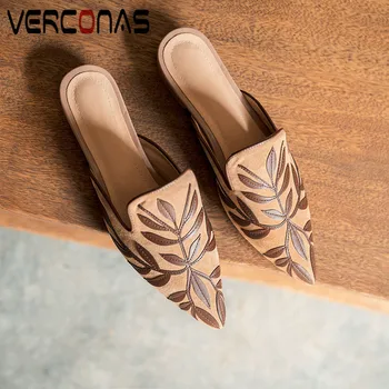 

VERCONAS 2020 Fashion Classic Design Woman Sandals Women Pumps Kid Suede Summer Casual Pointed Toe Square High Heels Shoes Woman