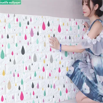 

3d wall stickers bedroom cartoon raindrop pattern decoration children's room wallpaper foam brick waterproof soft bag stickers