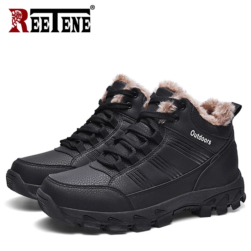 

2019 Winter Men'S Boots Outdoor Super Warm Fur Men Boots Leather Warm Fur Work Boots Men'S Non-Slip Cotton Men'S Boots