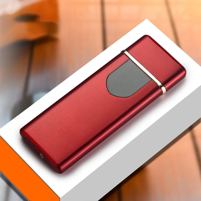 Сенсорный экран сенсор прикуриватель компактный умный датчик USB Перезаряжаемый сенсорный экран беспламенная зажигалка с индикатором батареи - Цвет: A
