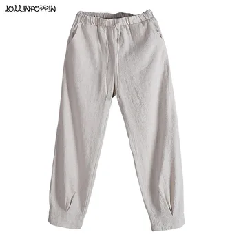 

Mens Casual Linen Pants Chinese Style Cotton & Linen Blended 2020 Spring Drawstring Elastic Waist Men Solid Color Linen Trousers