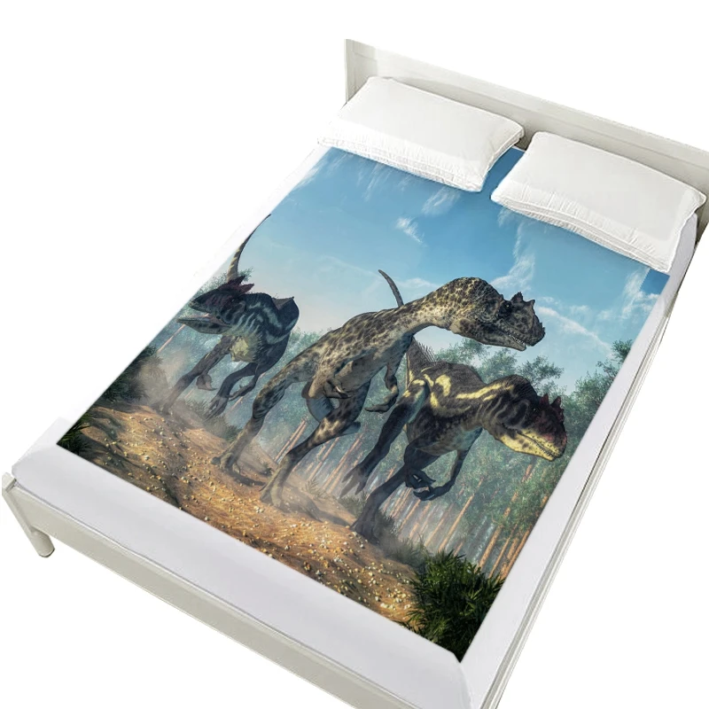 3D простыни на резинке кровати, мультфильм простыни, матрас Крышка для детей/ребенка. Постельное белье allosauruses - Цвет: dinosaur-2