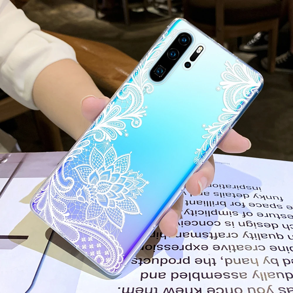 Рамочный чехол цветок для huawei Honor P10 P20 lite P9 P8 3D тиснением кружева Мягкая
