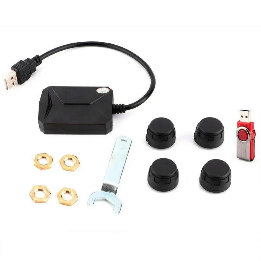 Высокое качество TPMS приемник для большинства автомобилей USB Android TPMS автомобильный монитор давления в шинах с 4 внешними датчиками беспроводной передачи - Тип: TPMS Receiver