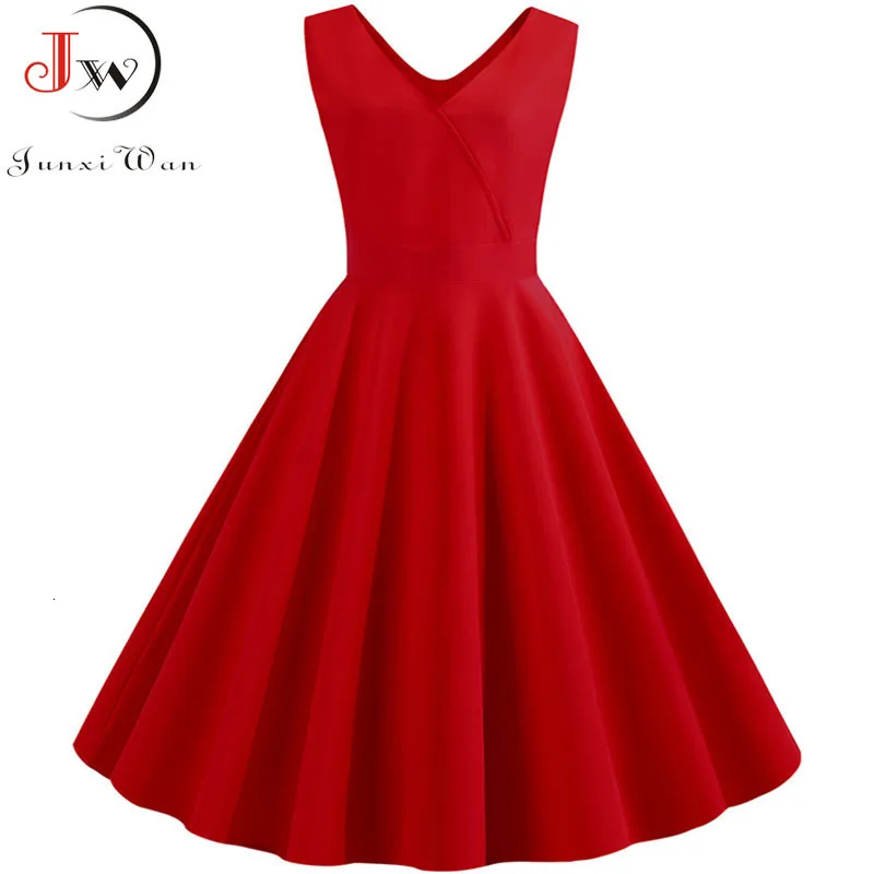 

Women Sleeveless Vintage Summer Dress 50s 60s Robe Rockabilly Plus Size Sexy Bowknots Party Dress Casual Solid Midi Vestidos
