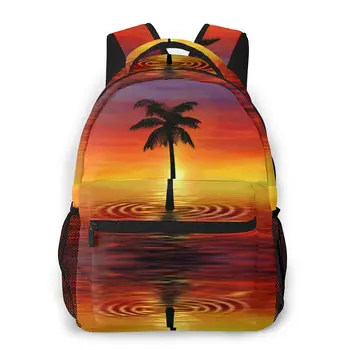 

OLN Women Backpack Kids School Bag for Teenage Girls Palm Tree Art Twilight Female Laptop Notebook Bagpack Travel Back Pack 2020