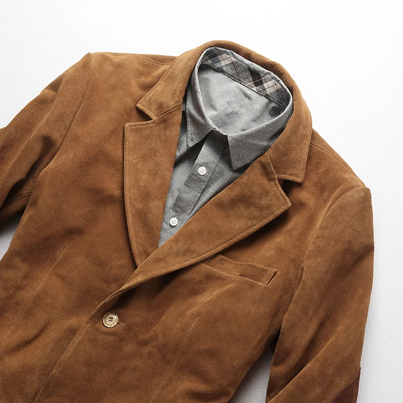 Новая умная повседневная куртка из натуральной кожи Мужская Высококачественная замшевая куртка в английском стиле теплая винтажная