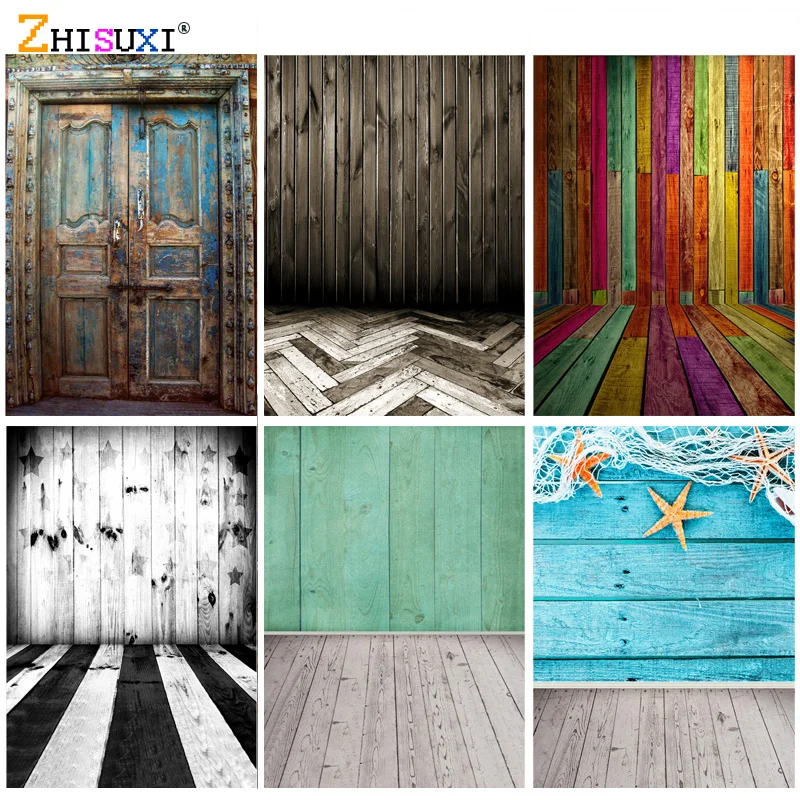 

ZHISUXI Vinyl Retro Wooden Floor Vintage Baby Portrait Photography Backdrops For Photo Studio Background Props SLMB-02