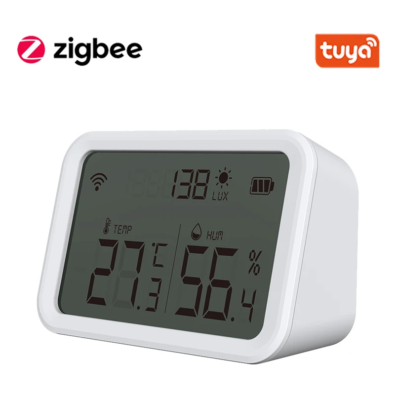 Tuya Zigbee Temperature Humidity Sensor And Lux Detector With LCD Screen Works Google Assistant and Hub | Безопасность и защита