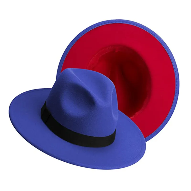 Red Patckwork Felt Fedora Hats 