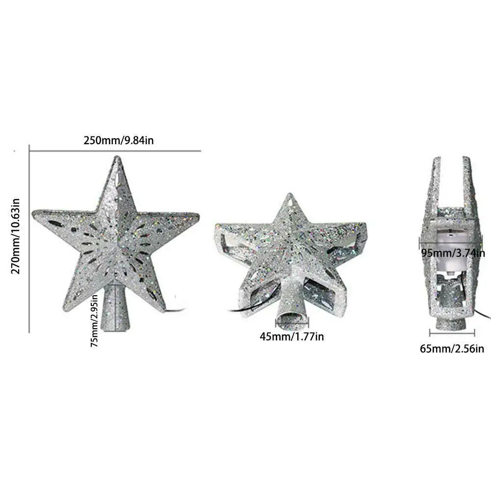 США 3D полые звезды Рождественская елка Топпер W/светодиодный проектор Снежинка огни Декор