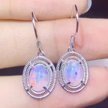За ювелирные изделия натуральный Природный Опал висячие серьги 925 стерлингового серебра Ювелирные украшения 1.1ct* 2шт драгоценный камень# S99282