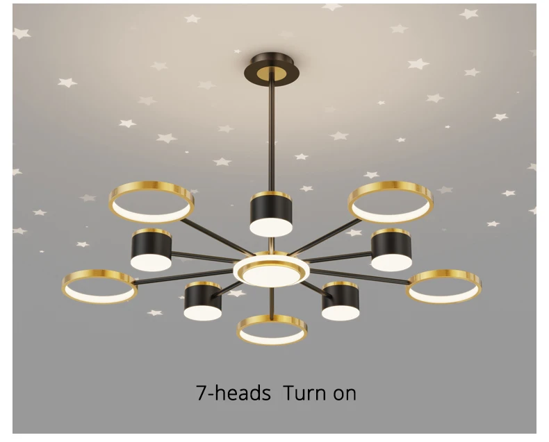 Nordic Chandelier Dining Room  Atmosphere Home Living Room Headlight Light Luxury Lamp star effect lights Romantic starry sky orb chandelier