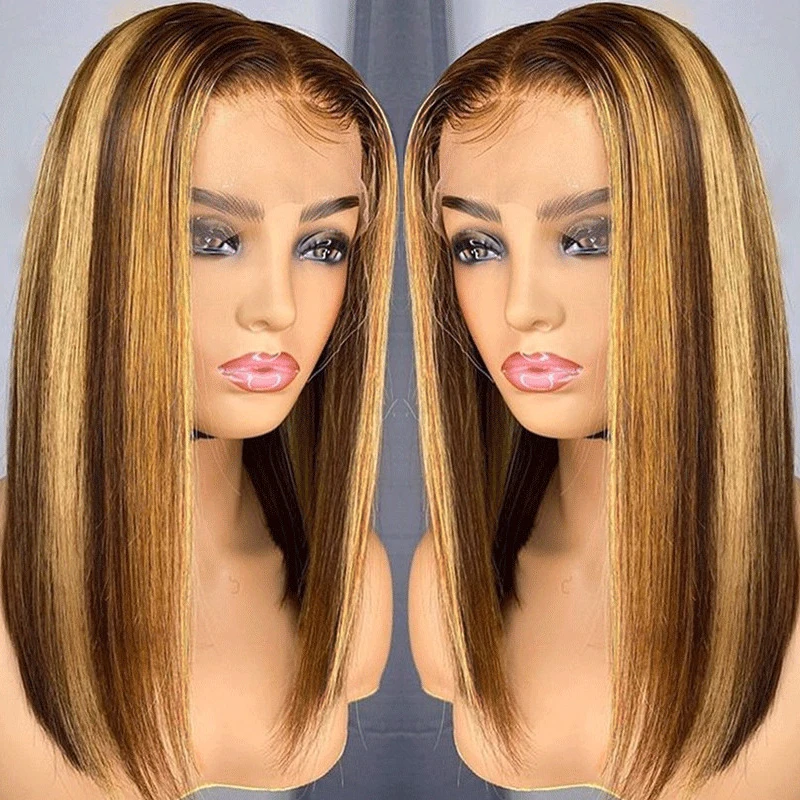 

Highlight Wig Short Bob Wig 13x4 Lace Front Wig Pre Plucked Baby Hair 4x4 Closure Lace Wigs For Wom Human Hair Wigs Remy Hair