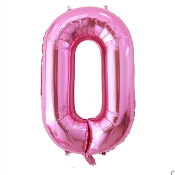 40 inch balloon chain set gold and silver color aluminum foil 0 balloon birthday party holiday party DIY decoration supplies - Цвет: pink